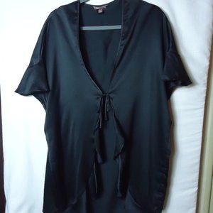 Victoria's Secret Black Satin Love Robe Kimono OS